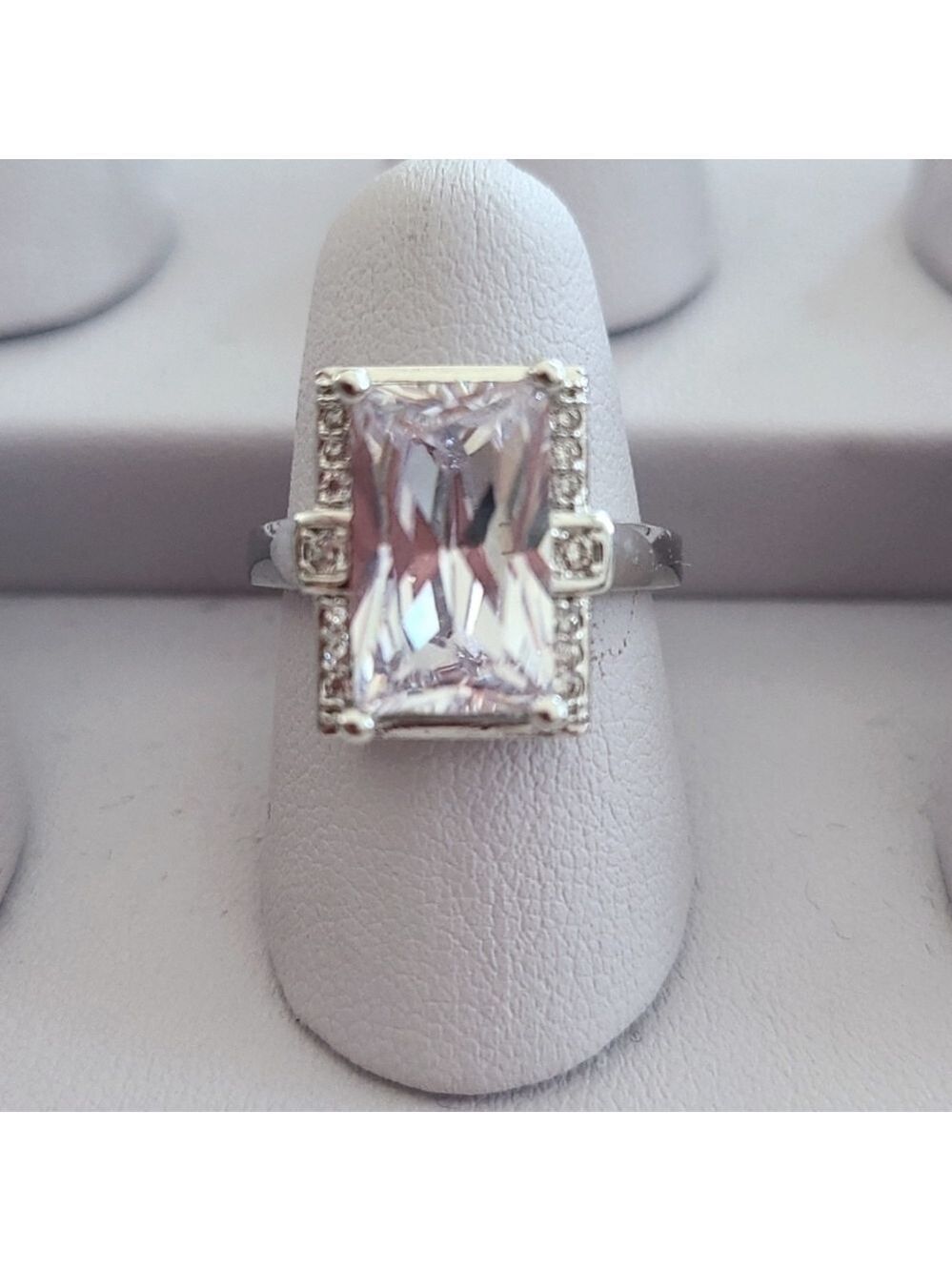 TRÏBE STERLING silver Plated Radiant shape CZ Engagement Ring Size 7 NWT - Picture 2 of 6